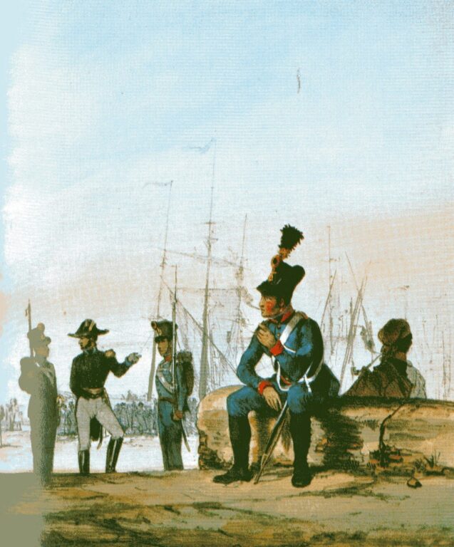 Служащие австрийского флота - матросский состав, морская пехота, морская артиллерия, 1840-е годы.
