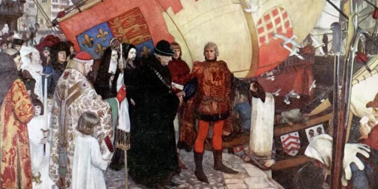 Джон Кабот на аудиенции у Генриха VII перед отплытием на поиск новых земель.