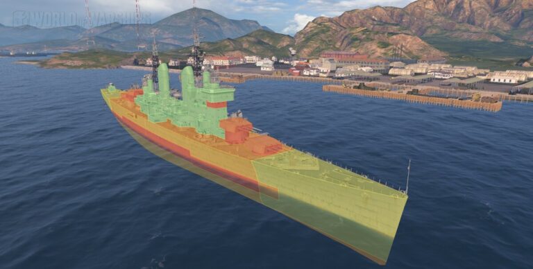 Игровая модель крейсера с отображением схемы бронирования