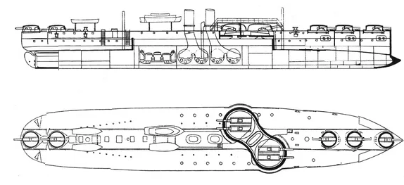 «Линейный» броненосец или броненосец с линейным расположением орудий среднего калибра