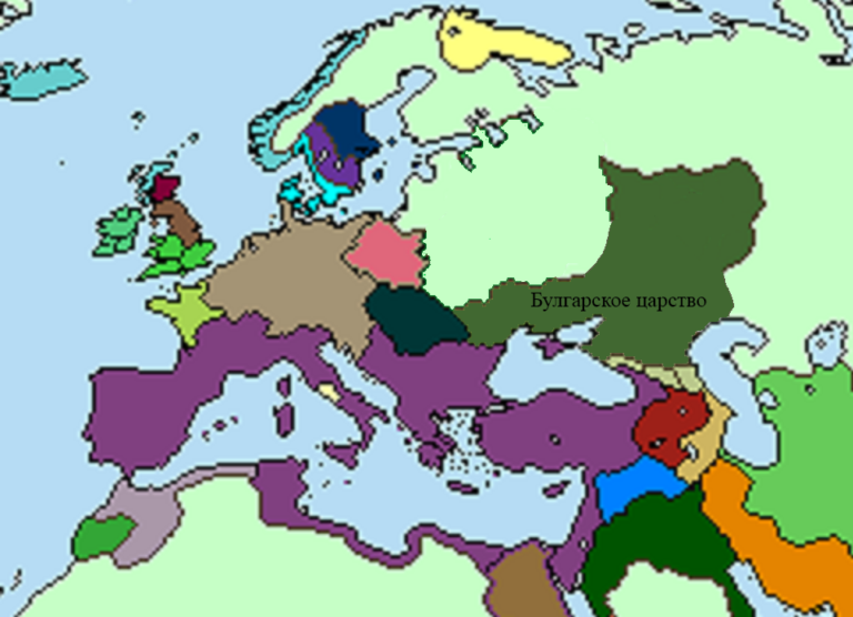 Великое Булгарское царство на карте Европы конца 7 века
