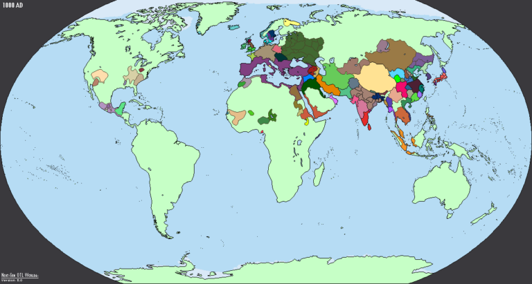 Карта мира на рубеже 1 и 2 тысячелетий