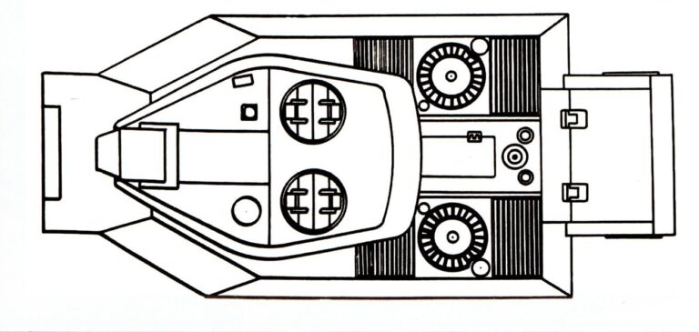 Трансмиссионное отделение на схеме бронекорпуса "Объекта 701"; фрагмент иллюстрации из книги М.В. Коломийца "Тяжелый танк ИС-4 (Конструирование и производство)"