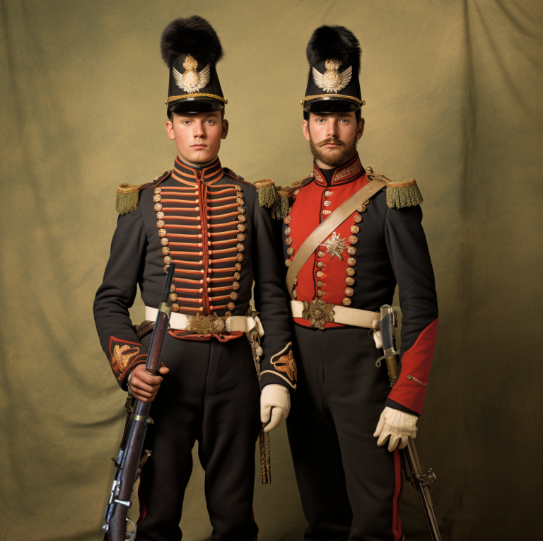 Вюртембергские гвардейцы свевского происхождения. Слева егерь, справа драгун