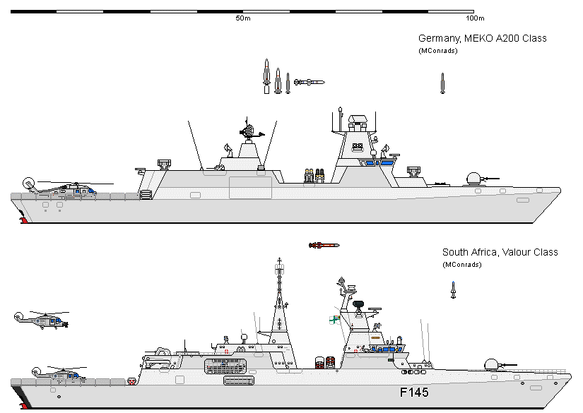 Сравнение фрегатов МЕКО построенных для Германии и ЮАР