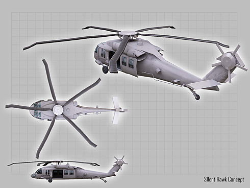 Малозаметный вертолет Сикорский MH-X  «Сайлент Хок». США