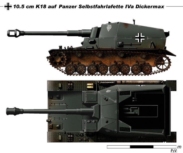 Самая мощная самоходка 1941 года - 10,5cm K18 Auf Panzer Selbstfahrlafette IVf. Германия