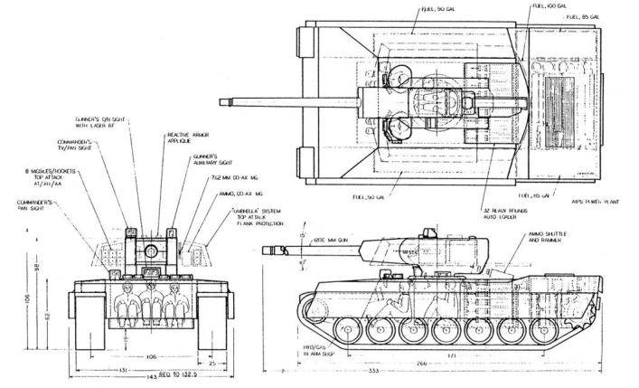 Танк будущего, США, Чертёж
