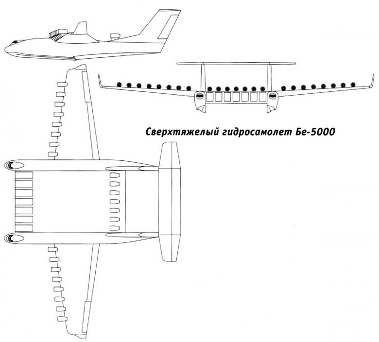 Бе-5000 сверхтяжелый транспортный самолет-амфибия.