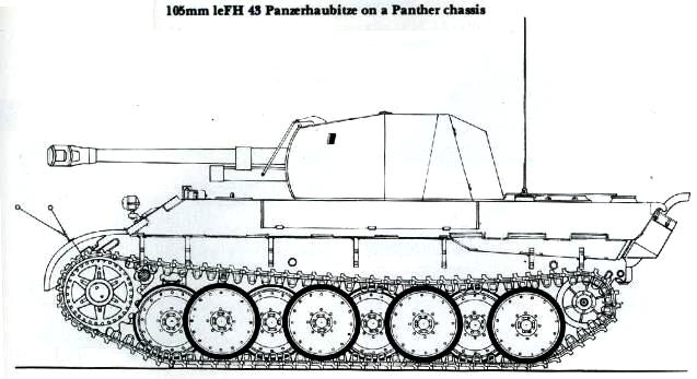 Проект САУ на базе Пантеры со 105 мм полевой гаубицей LFH43.
