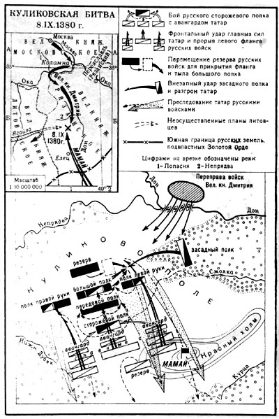 Карта Куликовской битвы принятая историками.