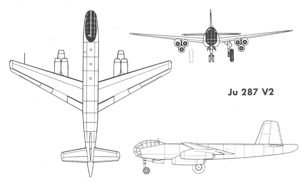 Бомбардировщик с крылом обратной стреловидности Юнкерс Ju.287. Германия