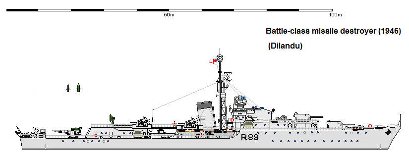Эсминец типа "Battle": ракетоносная модернизация 1946 года.