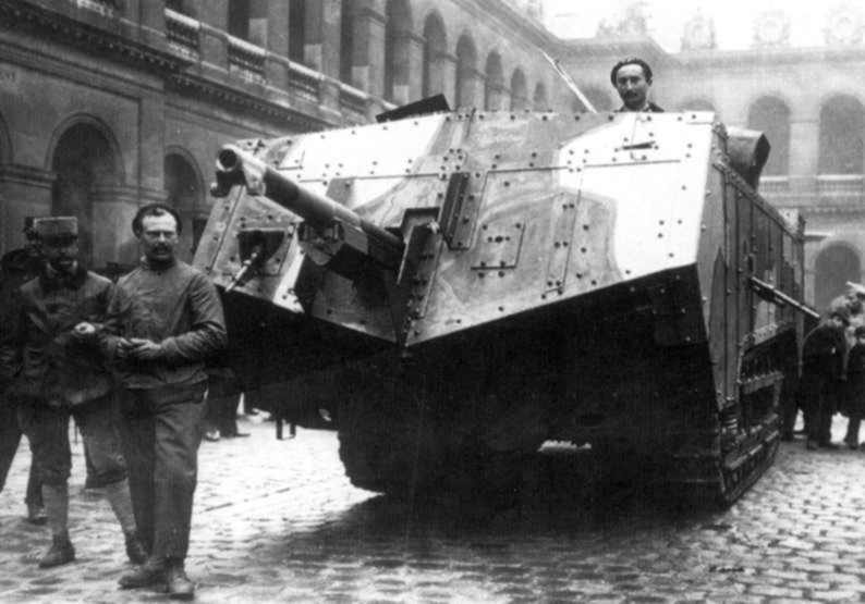 Французская 75 миллиметровая САУ Первой Мировой Войны.
