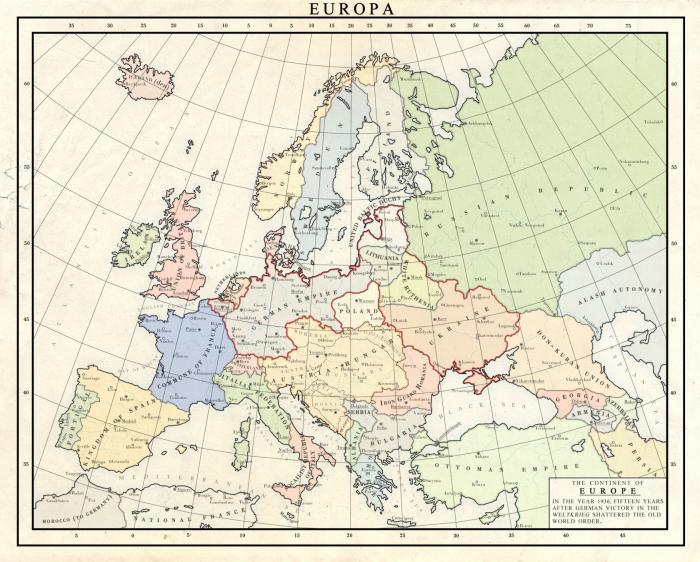 Карта Европы после первого Вельткрига
