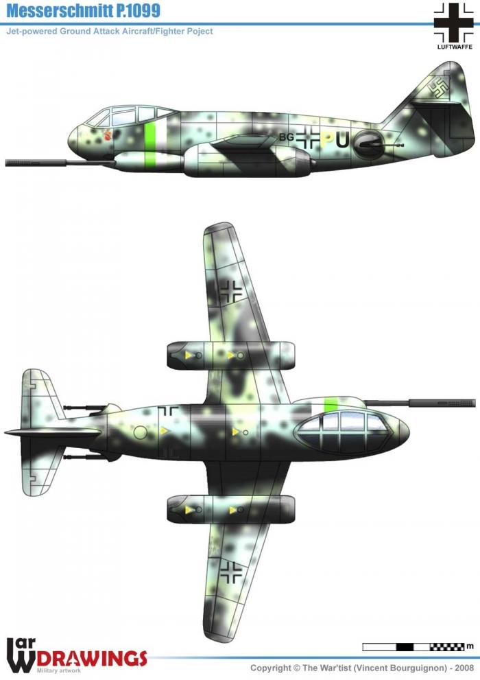Нереализованный проект истребителя-бомбардировщика Messerschmitt P. 1099. Германия