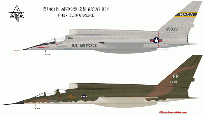 Опытный истребитель-бомбардировщик North American F-107A и  F-107B Ultra Sabre. США