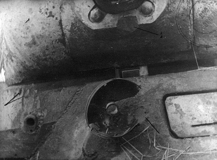 Отметины от огня 88-мм зенитной пушки Flak 18