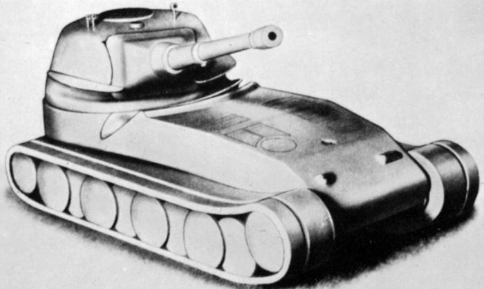 Один из вариантов Pz.Kpfw. Löwe, датированный апрелем-маем 1942 года. В данном случае танк имеет 105-мм орудие и башню, смещенную к корме. Как можно заметить, лобовой лист корпуса корпуса гнутый