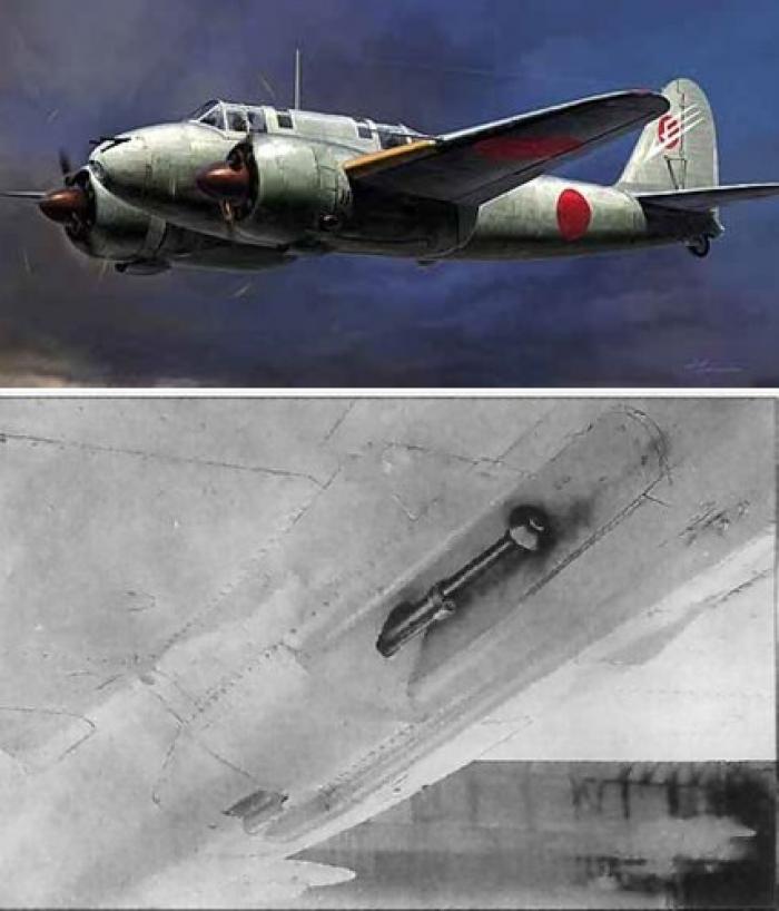 Тяжелый многоцелевой истребитель Kawasaki Ki-45 Kai-a “Toryu” или “Nick” по западной идентификационной системе.  Внизу: 20-мм пушка Ho-3 в подфюзеляжной нише