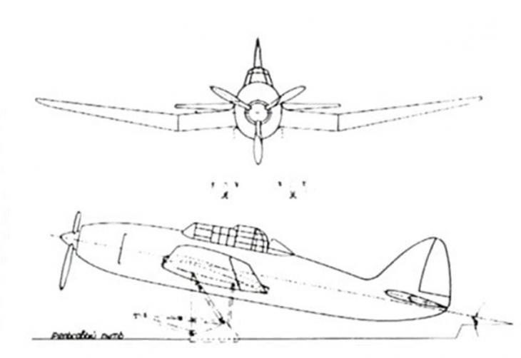 Палубный торпедоносец  ПТ-1М-82 ОКБ Четверикова. Проект. 1944г.