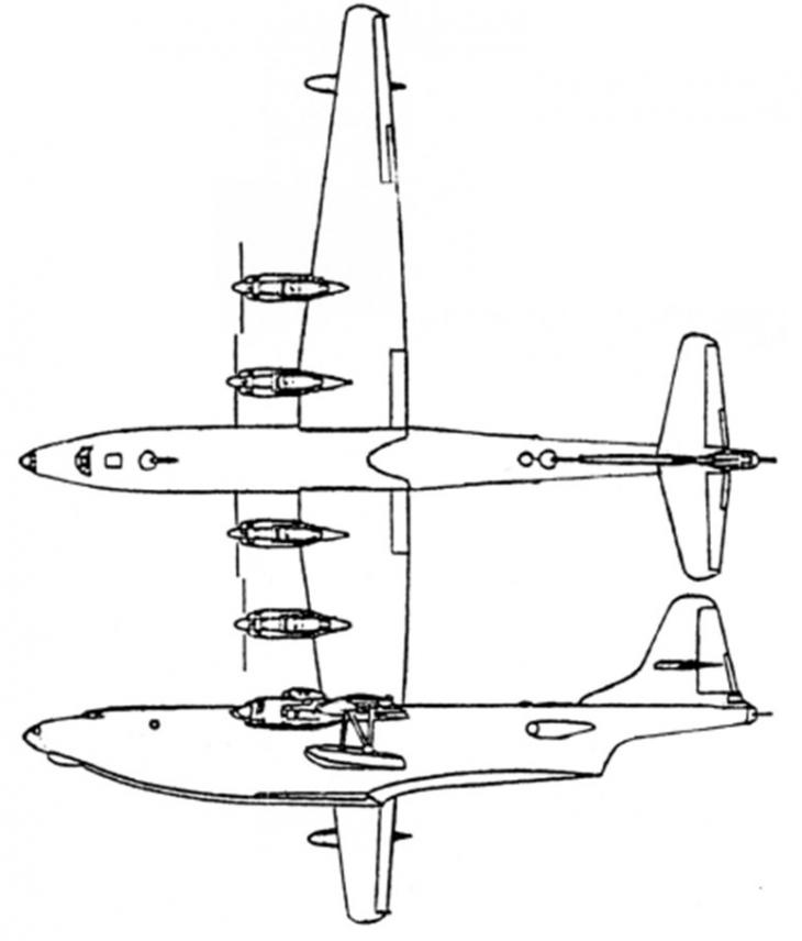 Межконтинентальная летающая лодка проект "504", ОКБ Туполев. 1951г.