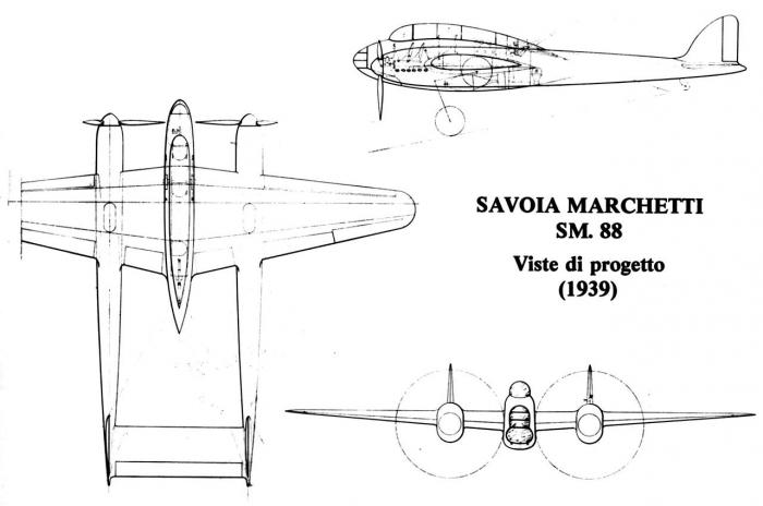 Итальянские бумажные проекты. Двухмоторник для экспорта SIAI-Marchetti SM.88