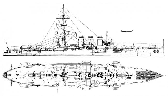 Броненосный крейсер "Адмирал Макаров" в 1914 году.