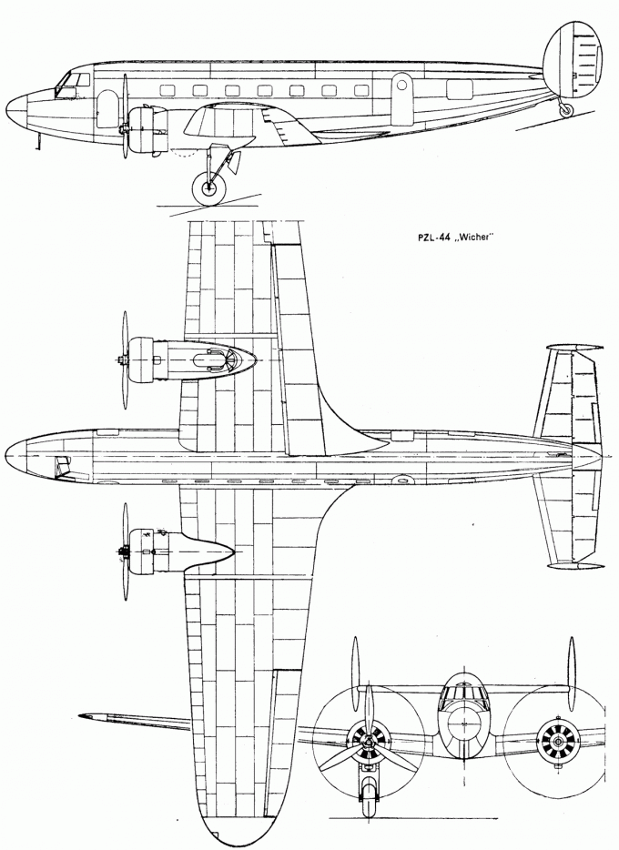 Опытный пассажирский самолет P.Z.L.44 Wicher. Польша