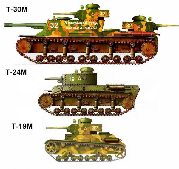 Сравнительный внешний вид альтернативных танков РККА 30-х