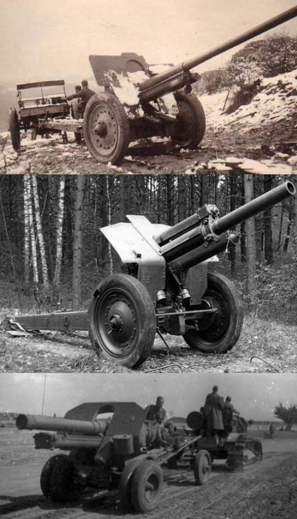 (Артиллерия РККА нового поколения: 76,2 мм дивизионная пушка Ф-22, 122 мм гаубица М-30, 152 мм гаубица М-10)