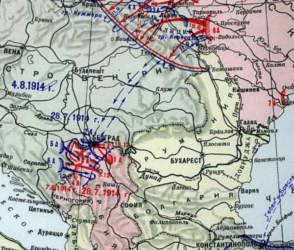 Карта сербии 1914 года