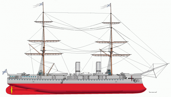 Полуброненосный фрегат (с 1.02.1892 г. крейсер 1 ранга) «Владимир Мономах»