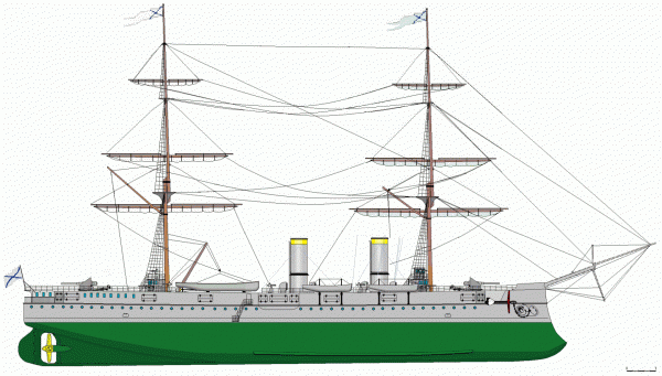 Полуброненосный фрегат (с 1.02.1892 г. крейсер 1 ранга) «Дмитрий Донской»