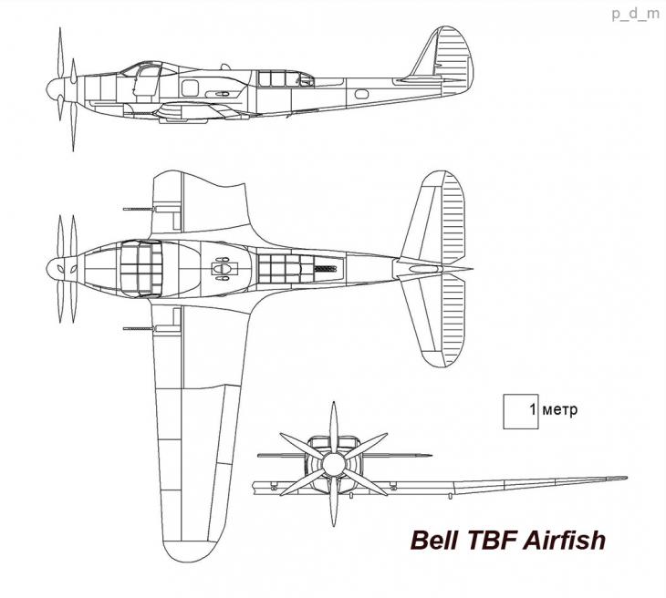 Несостоявшийся наследник Аэркобры. Или альтернативный палубный бомбардировщик-торпедоносец Bell TBL Airfish. США