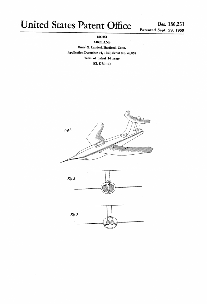 Патенты на необычные самолеты. Часть 2 USD186251 S