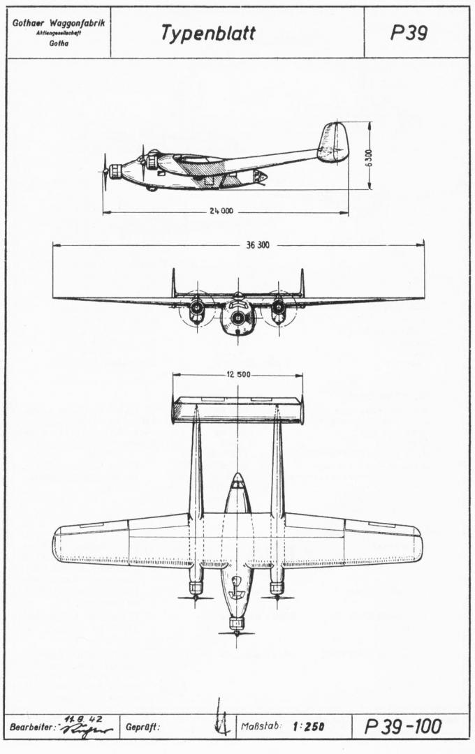 Проект вспомогательного транспортного самолёта Gotha Р 39. Германия
