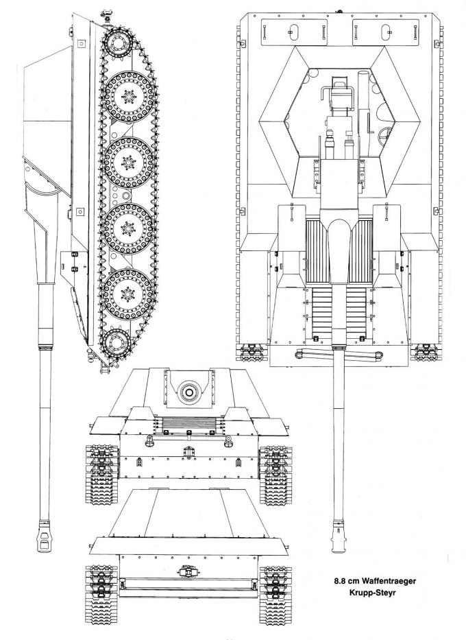 Опытная САУ Krupp-Steyr Waffentrager 8.8cm KwK 43 L/71. Германия