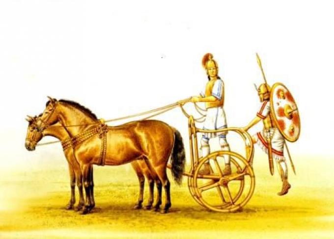 Микенская колесница. Современная реконструкция. (Из книги: Fields N. Bronze age war chariot. Oxford: Osprey (New Vanguard series №119). 2006.)