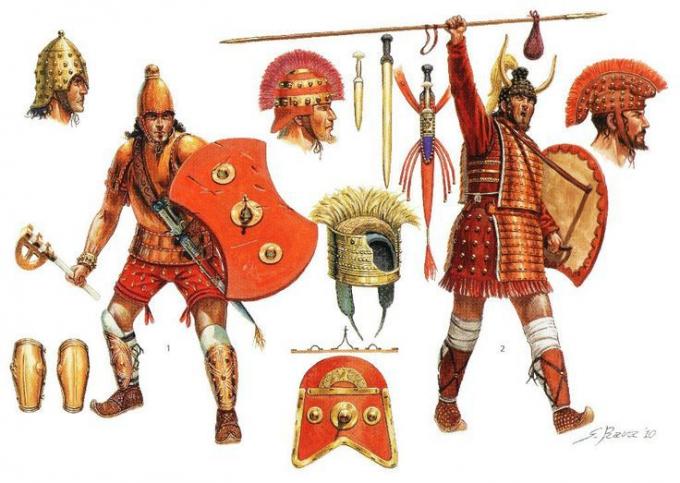Обычные воины ахейской пехотной фаланги в типичном снаряжении "народов моря" (XII в. до н.э.)