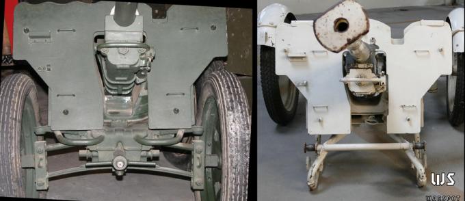 Два орудия s.Pz.B. 41 демонстрируют незначительное отличие в щитах: слева первого типа, справа второго (Канадский военный музей в Оттаве и Французский танковый музей в Сомюре соответственно)