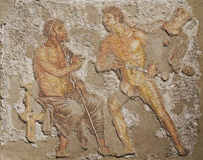 Ахиллес и Агамемнон: римская мозаика из Неаполя и… римский меч на бедре у Ахиллеса!