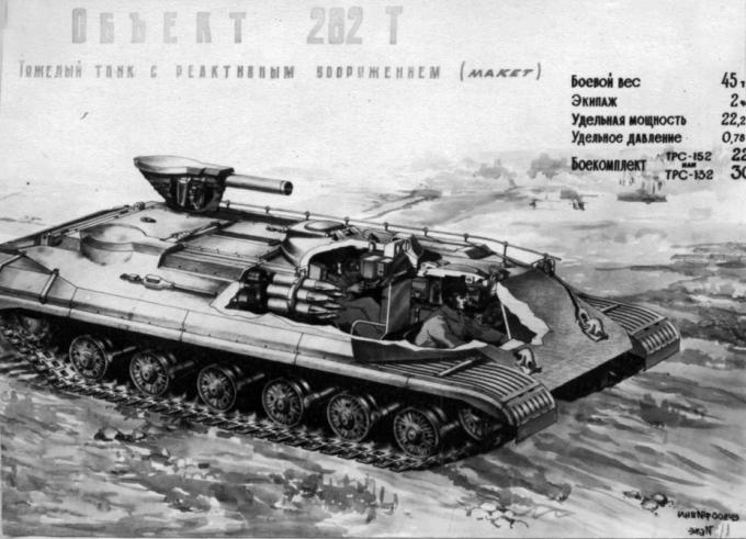 Эскизный проект ракетного истребителя танков Объект 282Т, 1958 год