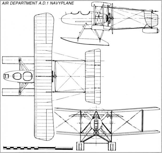 Опытный поплавковый бомбардировщик-разведчик Air Department A.D.1 Navyplane. Великобритания