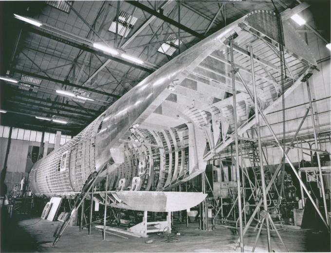 Макет фюзеляжа проекта военно-транспортного самолета HS.681 с задней грузовой рампой (из коллекции Рэя Уильямса)