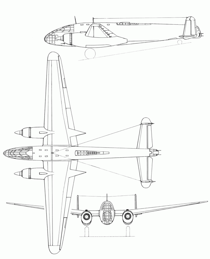 Схемы проекта тяжелого бомбардировщика Bre 482.24Z