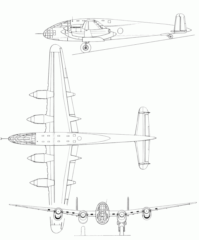Схемы опытного тяжелого бомбардировщика Bre 482 B4