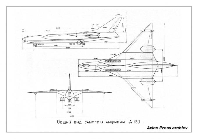 Проект многоцелевой летающей лодки-амфибии Бериев А-150. СССР