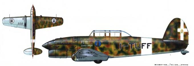 Опытный учебный самолет и пикирующий бомбардировщик CANSA/FIAT FC.12. Италия