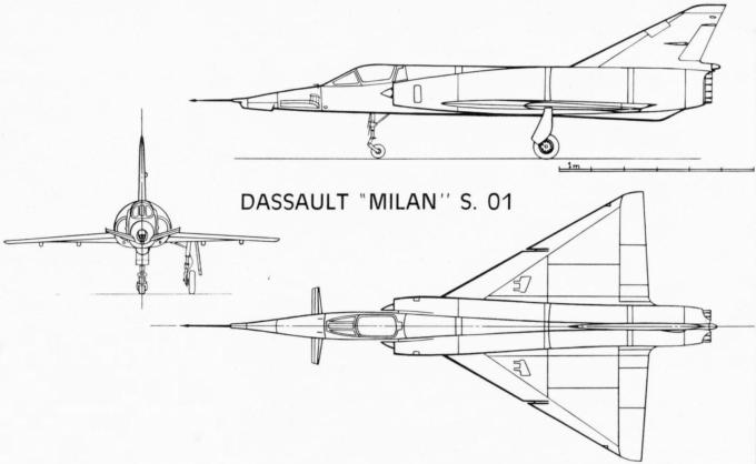 Опытный истребитель-бомбардировщик Dassault Milan. Франция